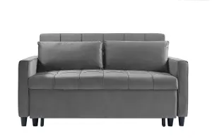 Sofa Bed Double, Convertible 3 in 1 Pull Out Velvet Sofa Bed, 2 Seater Guest Bed Settee, Max Load 300LBS - Gray