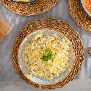 Nicola Spring Hand-Printed Pasta Bowl - Japanese Style Porcelain Ramen Salad Serving Bowl - 22cm - Blue