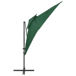 Berkfield Cantilever Umbrella with Double Top Green 250x250 cm