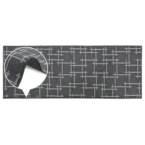 JVL Vector Machine Washable Latex Backed Runner Doormat, 57x150cm, Grey