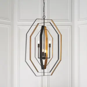 Luminosa Macerata 4 Light Ceiling Pendant Aged Bronze Effect & Antique Gold Paint