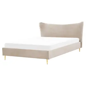 Velvet EU King Size Bed Taupe CHALEIX