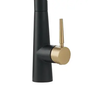 Kitchen Faucet with Pull Down Sprayer 3 Spray Modes Kitchen Tap in Black and Gold