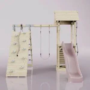 PolarPlay Tower Kids Wooden Climbing Frame with Swing and Slide - Climb & Swing Tyra Rose