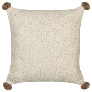 Set of 2 Cushions OBERONIA Cotton 45 x 45 cm Solid Beige