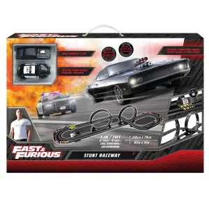 Fast & Furious Stunt Raceway Electric Racetrack Slot Car Set, Track 7.3M / 24FT Racetrack With 360 Loops & Lap Counter