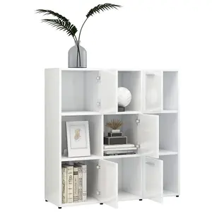 Berkfield Book Cabinet High Gloss White 90x30x90 cm Engineered Wood