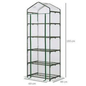 Outsunny Mini Greenhouse Outdoor Flower Stand PVC Cover Portable 69 x 49 x 193cm