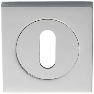 Square Lock Profile Escutcheon 51 x 51mm Concealed Fix Polished Chrome