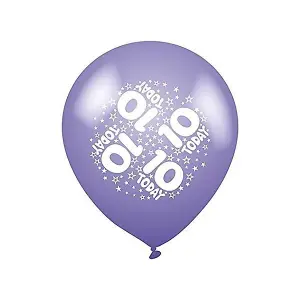 Expression Factory Latex 10th Birthday Balloon Lavender/White (One Size)