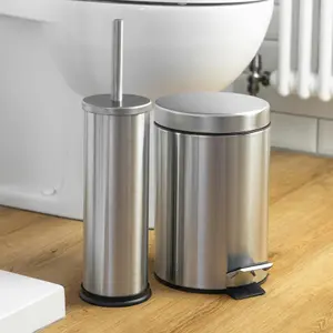 Harbour Housewares - Round Toilet Brush & Bin Set - Matt