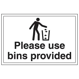 Please Use Bins Provided Info Sign - Adhesive Vinyl - 400x300mm (x3)