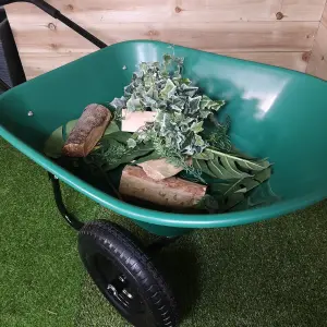 Heavy Duty 2 Wheel Outdoor Pneumatic Plastic Garden Wheelbarrow in Green