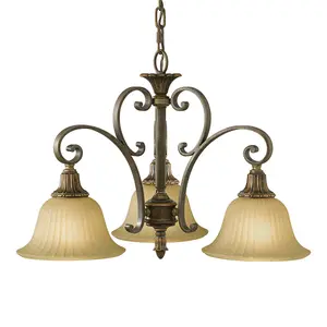 3 Bulb Chandelier Ceiling Light Firenze Gold British Bronze LED E27 60W