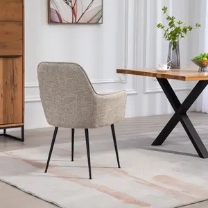 Set of 2 Carrara Fabric Dining Chairs - Brown