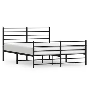 Berkfield Metal Bed Frame with Headboard and Footboard Black 120x190 cm 4FT Small Double