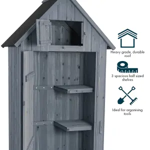 Outdoor Bideford Garden Wooden Storage Cabinet Tool Shed - Grey