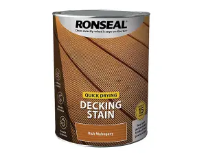 Ronseal 39083 Quick Drying Decking Stain Rich Mahogany 5 litre RSLQDDSRM5L