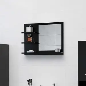 Berkfield Bathroom Mirror Black 60x10.5x45 cm Engineered Wood