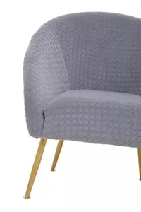 Interiors by Premier Grey Occasional Chair, Luxury Grey Velvet Occasional Chair, Comfortably Fashionable Grey and Gold Chair