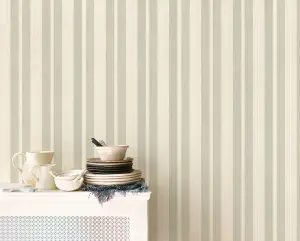 Galerie Stripes And Damask 2 Green Cushion Stripe Smooth Wallpaper