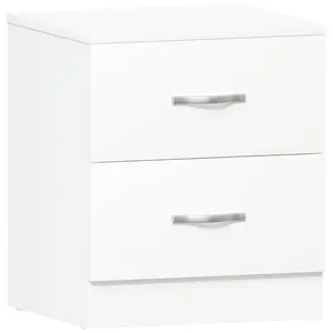 Maybery 2 Drawer Bedside Table, Bedroom Storage Cabinet White