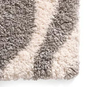 Ivory/Grey Abstract Modern Easy to Clean Rug for Living Room Bedroom and Dining Room-160cm X 220cm