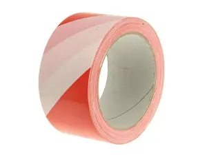 Faithfull Economy Self Adhesive Hazard Tape Red White 50mm x 33mm