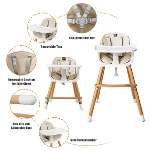 Costway 3 in 1 Baby Infant High Chair Feeding Dining Chair W/ Food Tray & Safety Belt