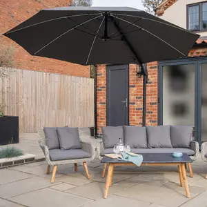 Norfolk Leisure One Box (W) 3m (H) 2.5m Dark grey Cantilever parasol