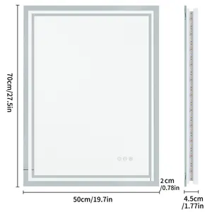 Backlit LED Bathroom Vanity Mirror Anti-Fog 70cm H x 50cm W