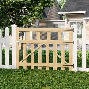 Outdoor Wooden Garden Gate Fence with Door Latch 120cm W x 90cm H