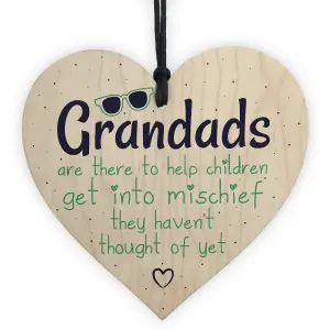 Red Ocean Funny Sign Grandad Birthday Gift Wooden Heart Wall Plaque Fathers Day Gifts From Grandchildren