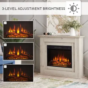 FlameKo Savannah Fireplace with 39" surround and Realistic Flame Effect Heater Grey Bronx Oak Multiple Colours Available