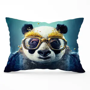 Panda With Golden Glasses Splashart Cushions 33cm x 48cm