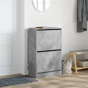 Berkfield Shoe Cabinet Concrete Grey 60x34x96.5 cm Engineered Wood