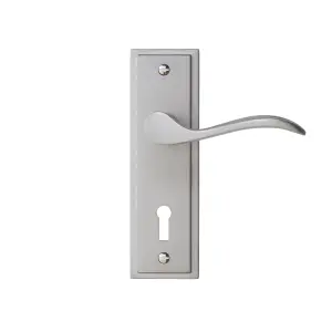 Colours Sennen Nickel effect Aluminium Scroll Lock Door handle (L)105mm (D)86mm, Pair