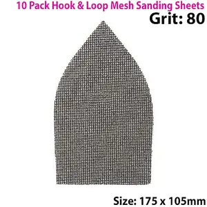 10x 175mm 80 Grit Silicon Carbide Mesh Detail Triangle Sanding Sheets Hook Loop