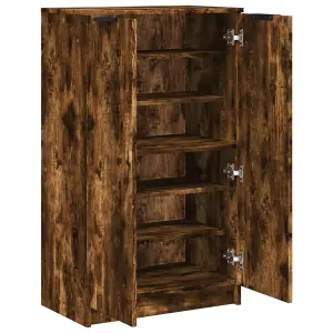 Shoe Cabinet Smoked Oak 59x35x100 cm Engineered Wood