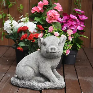 Adorable Stone Cast Babe Pig Garden Ornament