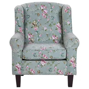 Wingback Chair HAMAR with Footstool Fabric Green