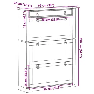 Shoe Cabinet Corona 99x32x138 cm Solid Wood Pine