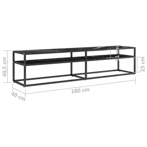 Berkfield TV Cabinet Black Marble 180x40x40.5 cm Tempered Glass