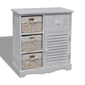 Berkfield Wooden Cabinet 3 Left Weaving Baskets White