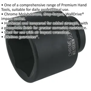 60mm Chromoly Forged Impact Socket - 1 Inch Square Drive for Heavy Duty Use