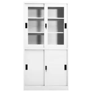 Berkfield Office Cabinet with Sliding Door White 90x40x180 cm Steel