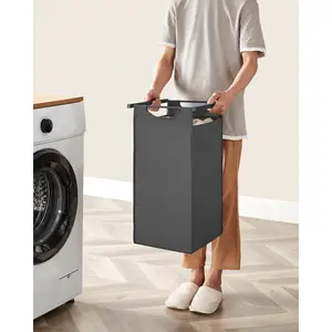 Fabric Laundry Basket with Handles Black/Dark Grey