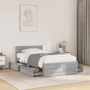 Berkfield Bed Frame with Headboard without Mattress Concrete Grey 90x190 cm Single