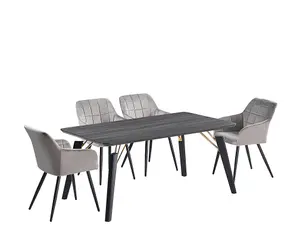 Camden Cosmo LUX Dining Set, a Table and Chairs Set of 4, Black/Light Grey