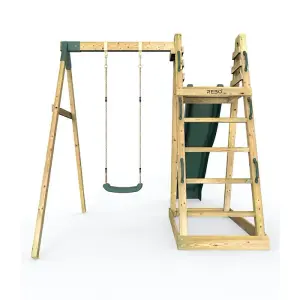 Rebo Children's Wooden Pyramid Activity Frame with Swings and 10ft Kids Water Slide - Angel